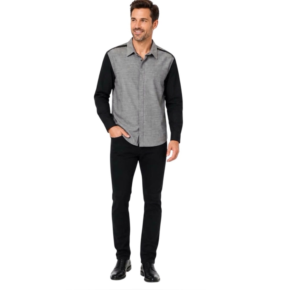 3.1 Phillip Lim Target Colab Button Down Shirt Grey Black Size Extra Large XL